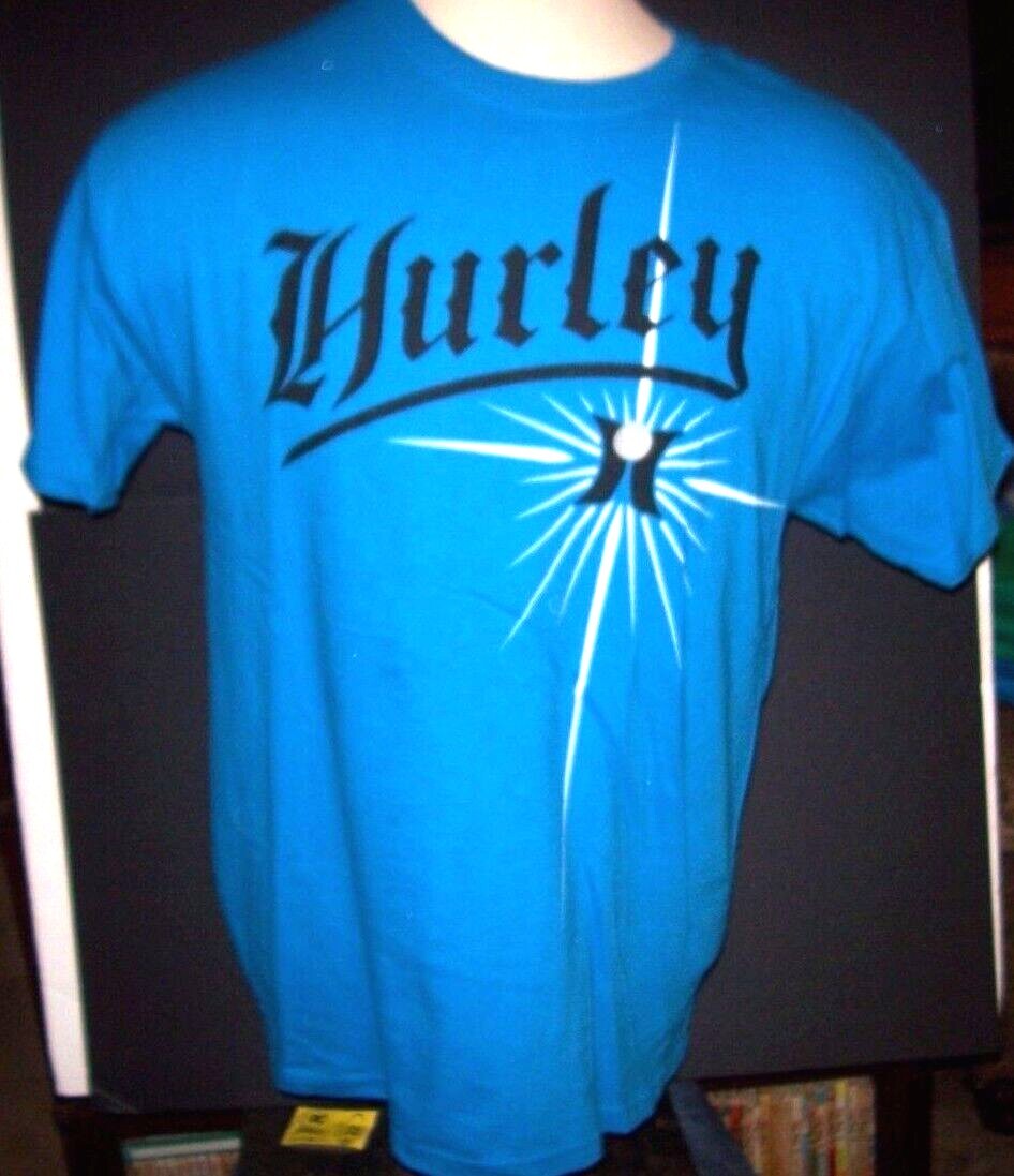 New Hurley turquoise blue and black t tee shirt regular fit sz Small gallery