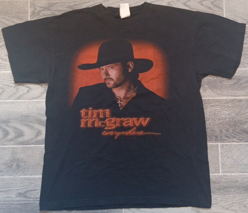 Vintage Tim McGraw Everywhere Cronies Mens Large Black T Shirt 1997 Y2K