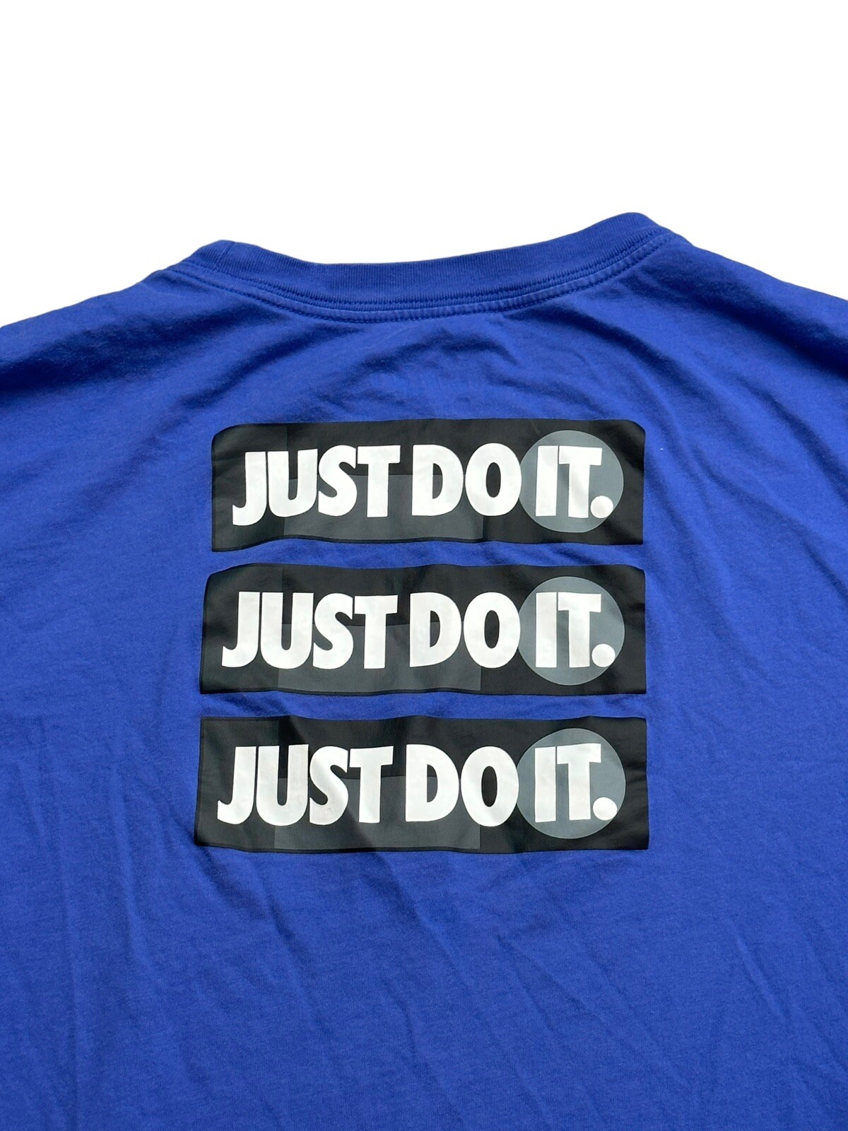 The Nike Tee Long Sleeve Just Do It 2 Sided Logo Ribbed Cuffs SMALL Royal Blue gallery