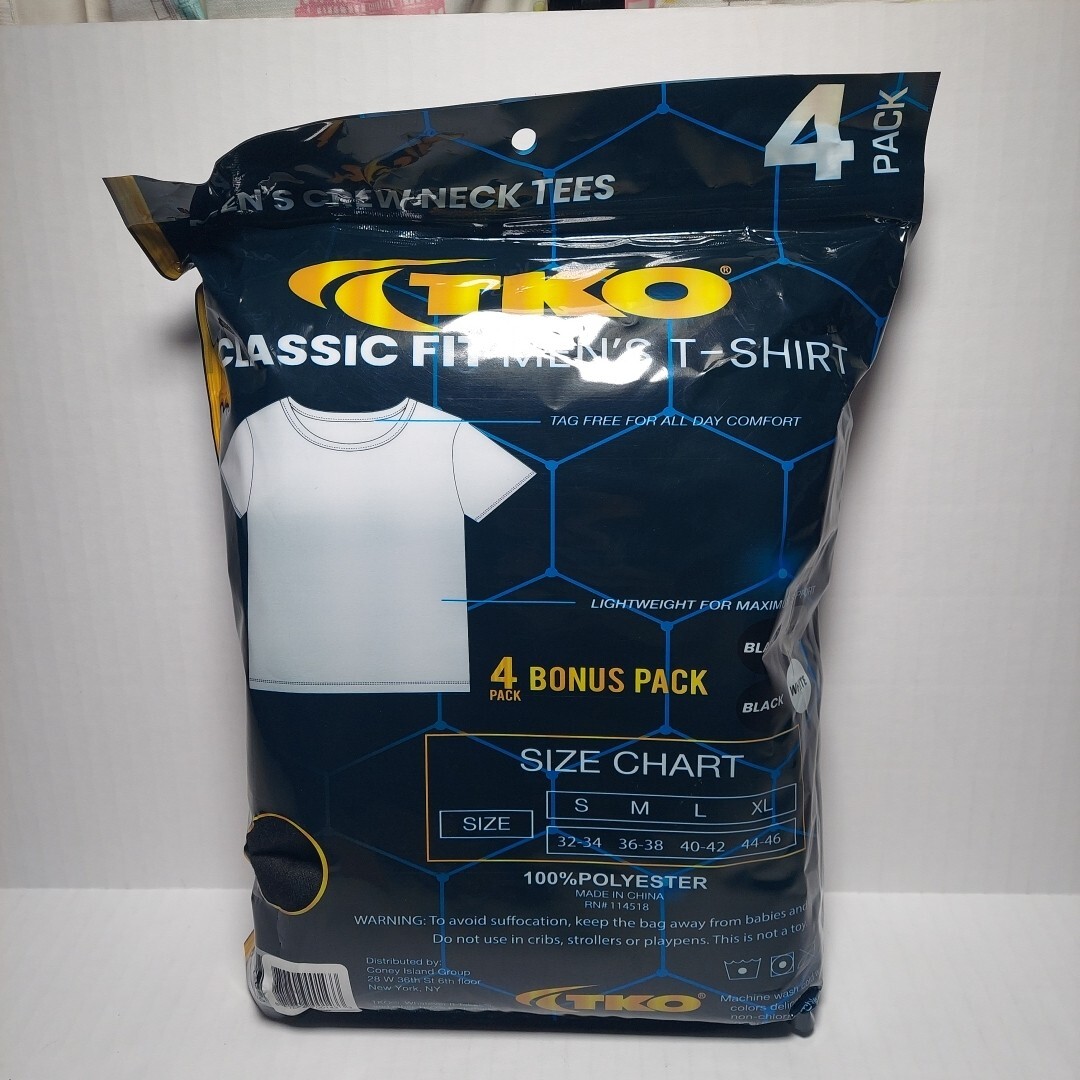 TKO Men's Size L - Classic Fit T-Shirt 4-Pack Crew Neck T. = 2 Blk/1 Gry/ 1 Wh gallery
