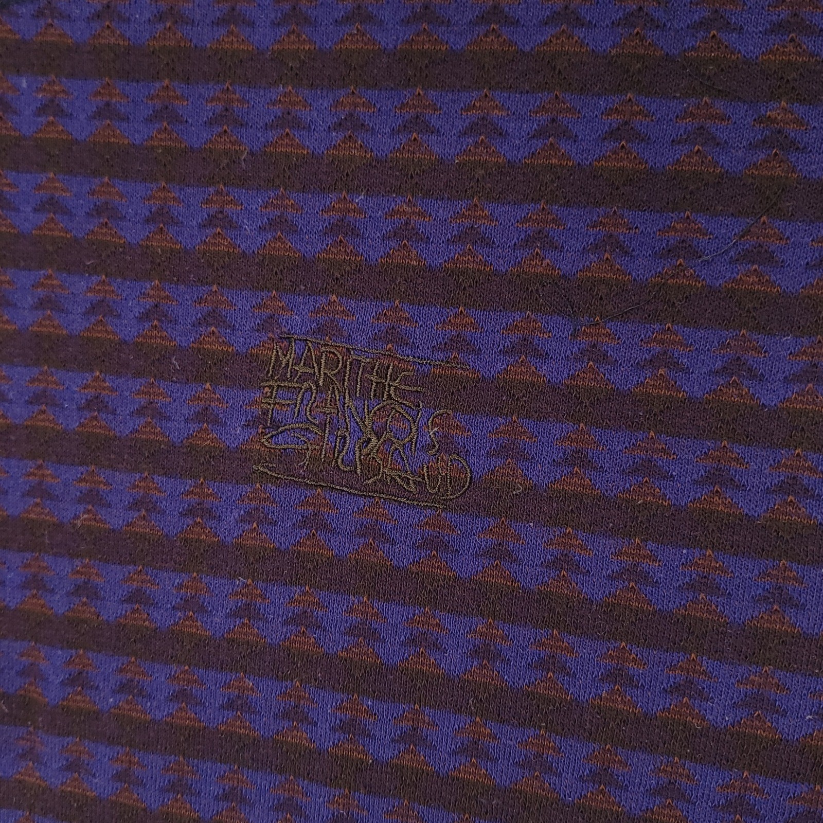 Marithe Francois Girbaud Mens Large Purple Brown Striped Geometric Knit Shirt L gallery