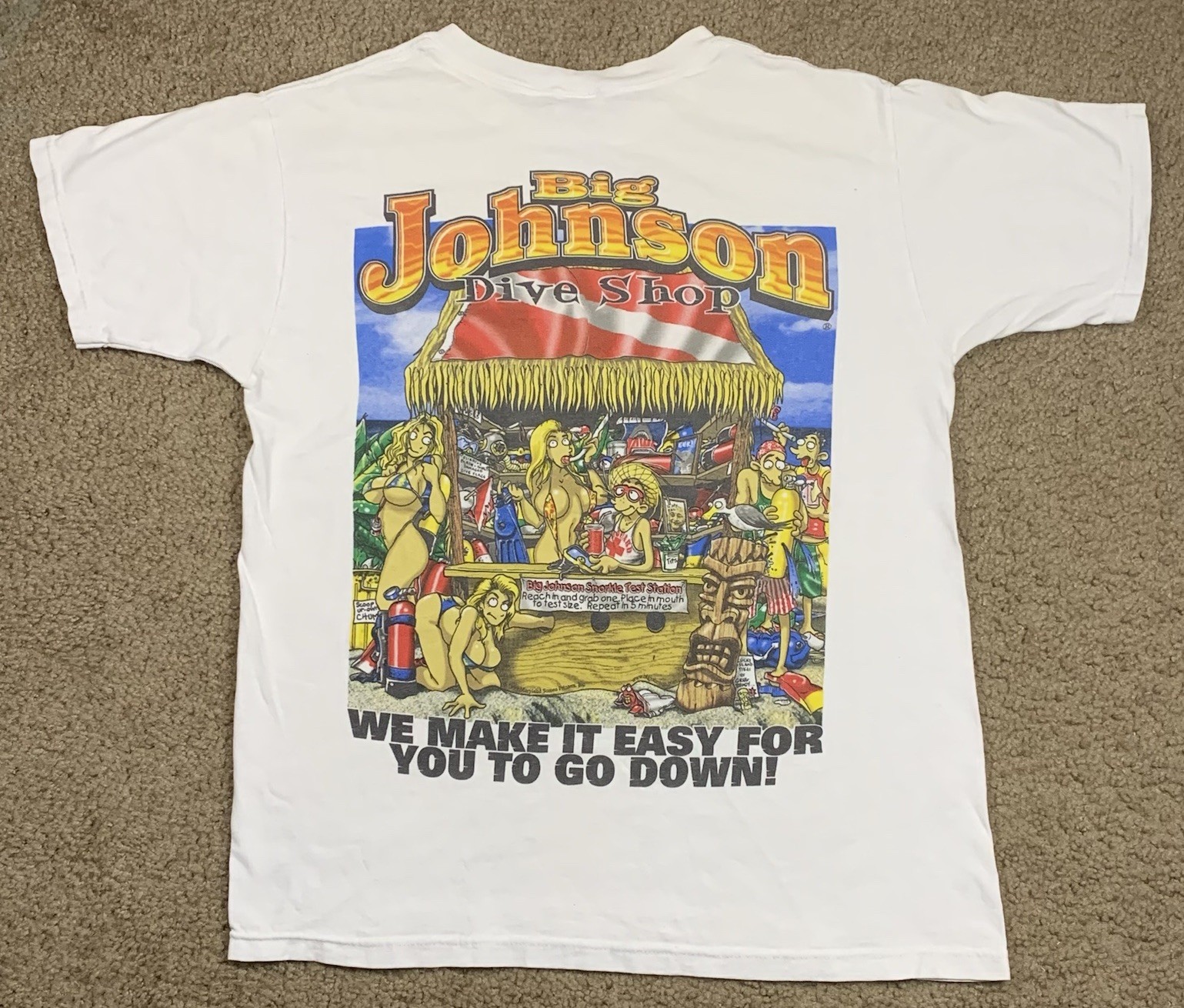Vtg 90s Big Johnson Mens Medium White Short Sleeve Shirt Funny NSFW Adult Humor gallery