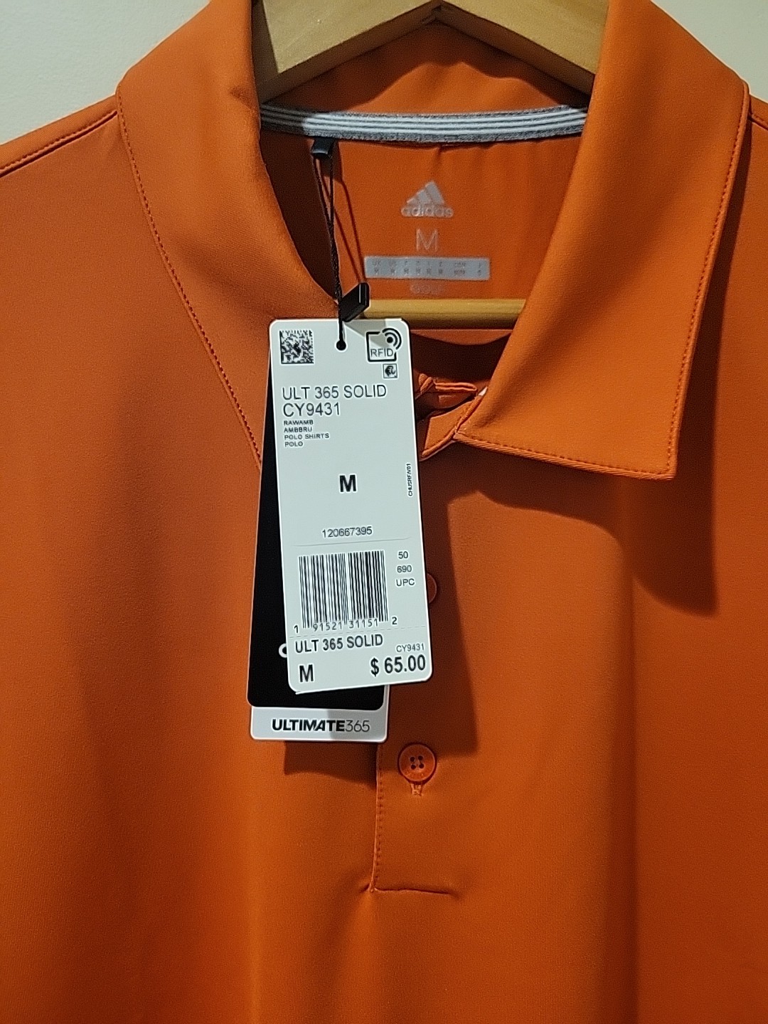 NWT Adidas Golf Ultimate 365 Polo Shirt Sz M Orange Performance Stretch Athletic gallery