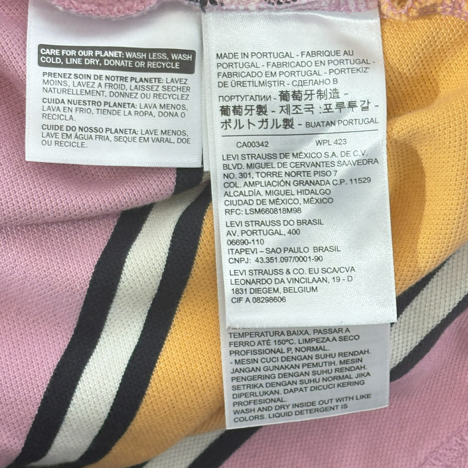 LEVI’S VINTAGE CLOTHING LVC 80’S WIDE T- SHIRT STRIPED SMALL ORANGE PINK gallery