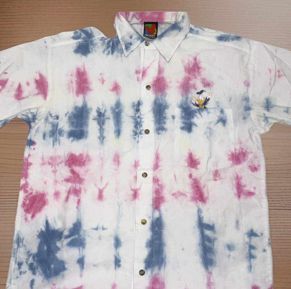 Vintage Disney Mickey Unlimited Shirt Sz M Donald Duck Tie Dye 90s Button Front gallery