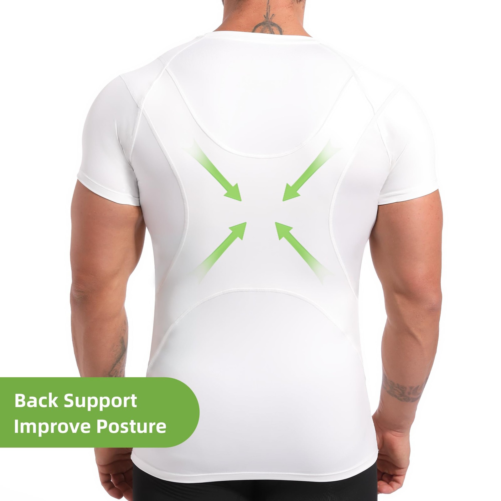 4D Mens Compression Shirt Short Sleeve, Slimming Body Shaper Vest, Gynecomast... gallery