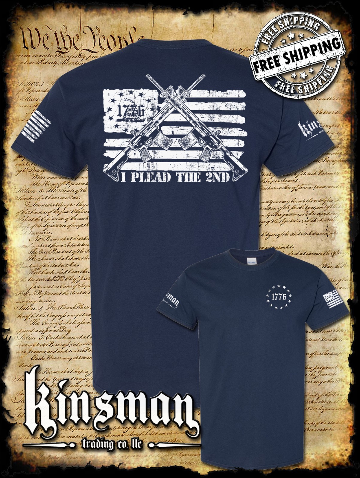 I Plead The 2nd Amendment Pro-Gun T-Shirt / Firearm Rights American Flag 1776 2A gallery