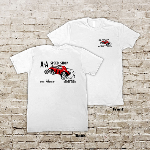 A&A SPEED SHOP DRAG RACE HOT RAT ROD BLACK OR WHITE T-SHIRT ROAD KILL