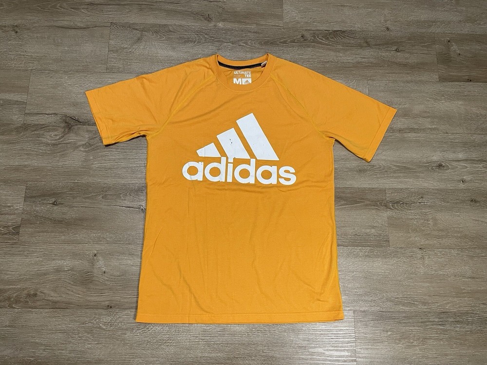 Adidas Ultimate Tee Mens Sz M Climalite Orange Logo Short Sleeve T-Shirt