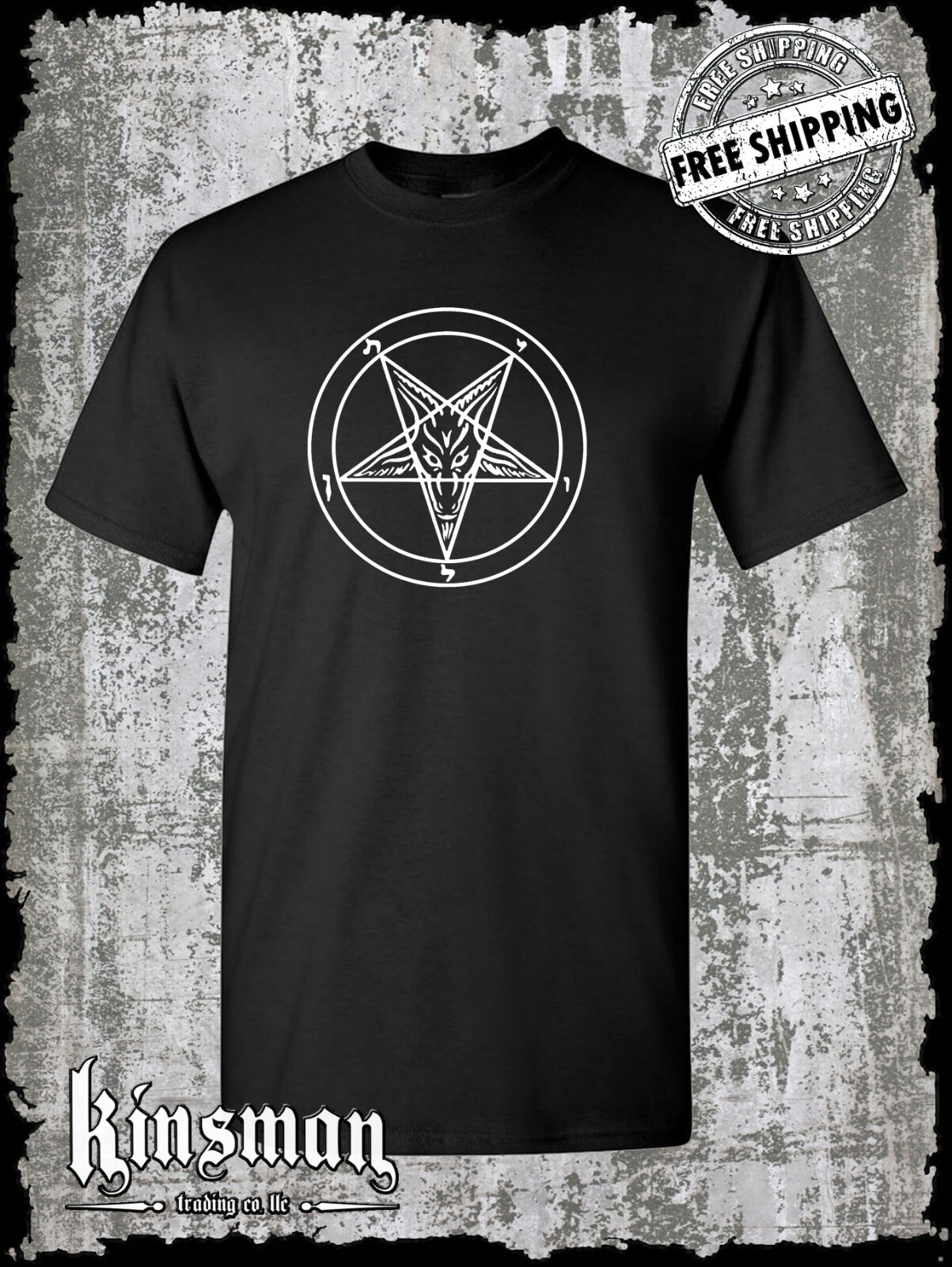 Baphomet Pentagram T-Shirt / Satanic Church Evil Punk Rock Occult Goat Skull 666 gallery