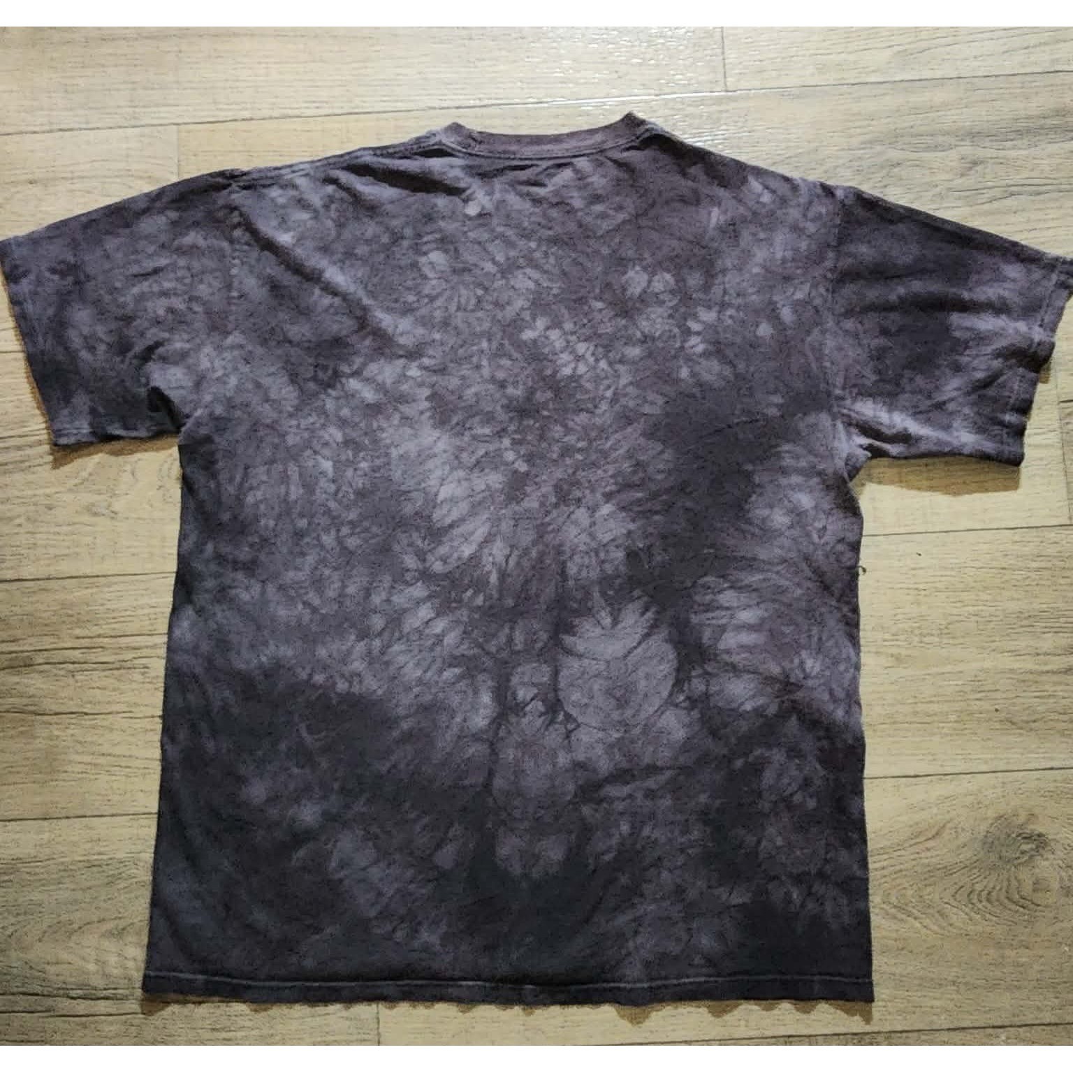 The Mountain Dragon and Wolf Howling at Moon Tie Dye Graphic T-Shirt Men XL Grey gallery