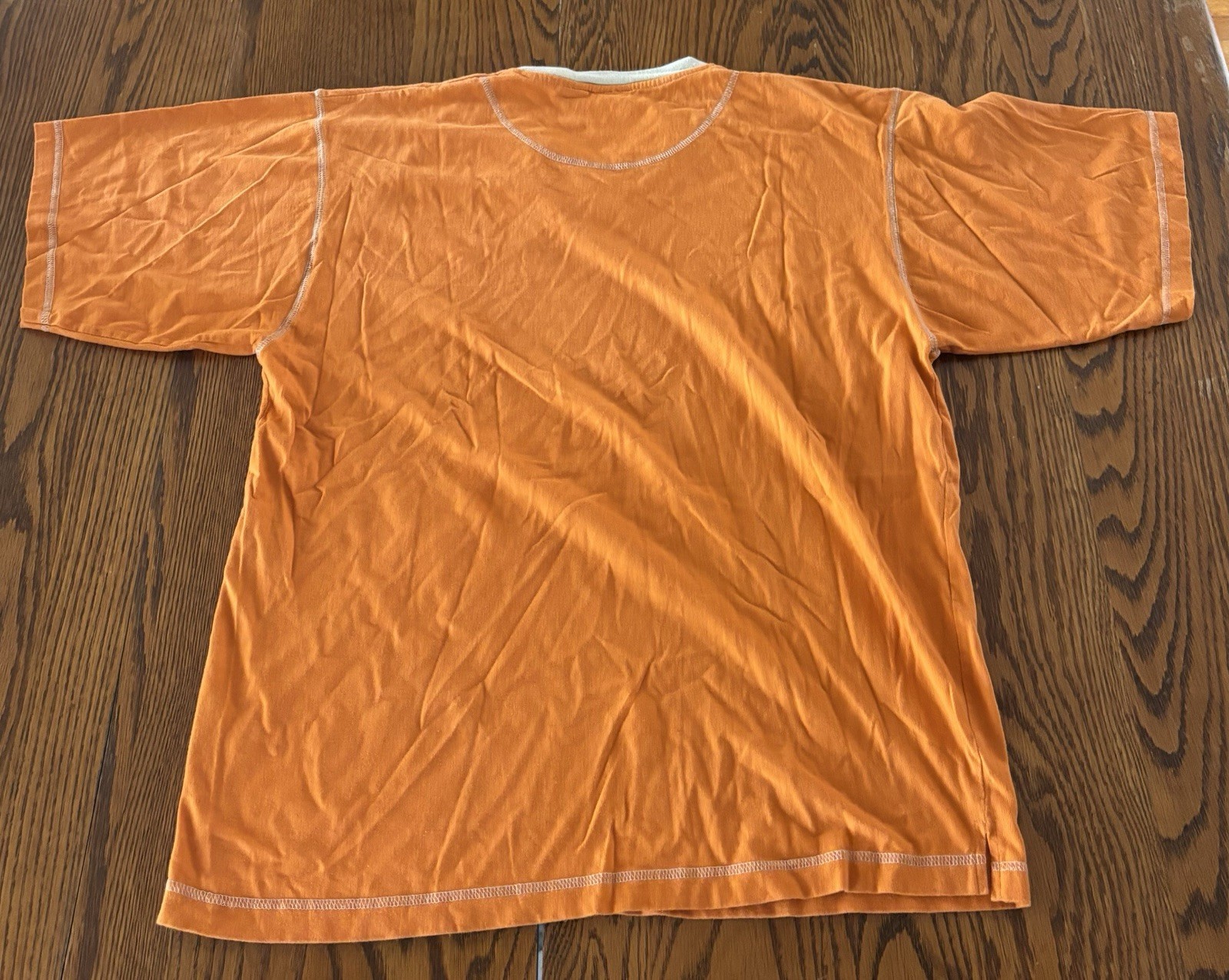 Shah Safari Embroidered Men Size M Vintage Orange V-Neck Shirt Grunge Y2K gallery