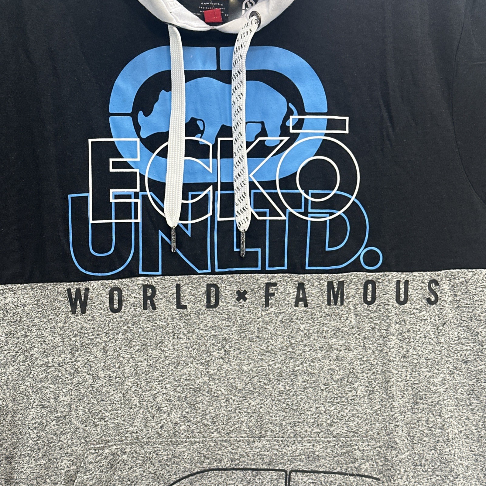 Ecko Unltd Shirt Mens XL Grey Hooded Short Sleeve Kangaroo Pocket NWT gallery