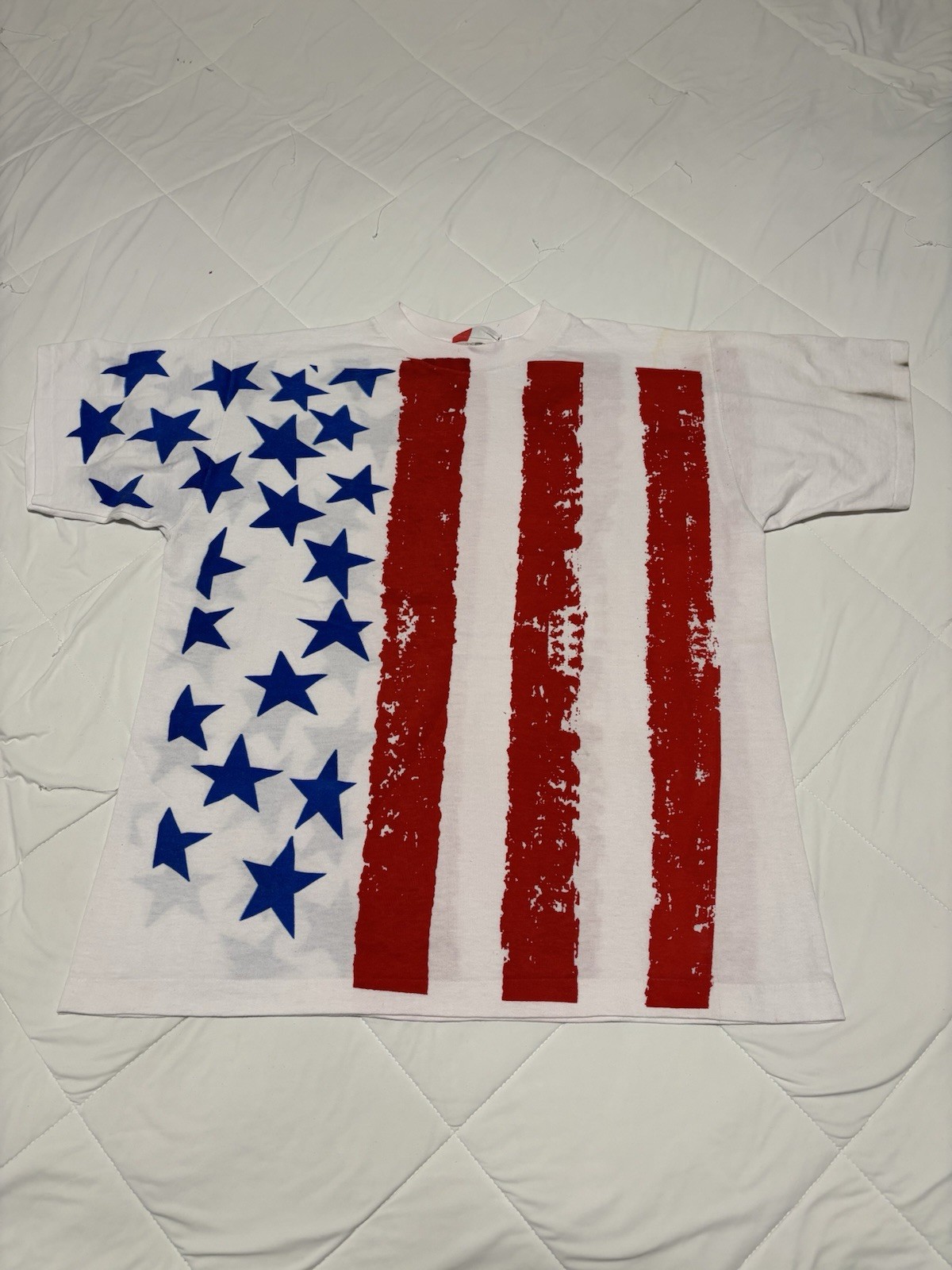 Vintage American Flag All Over Print T-Shirt Size OSFA AOP USA Patriotic July 4