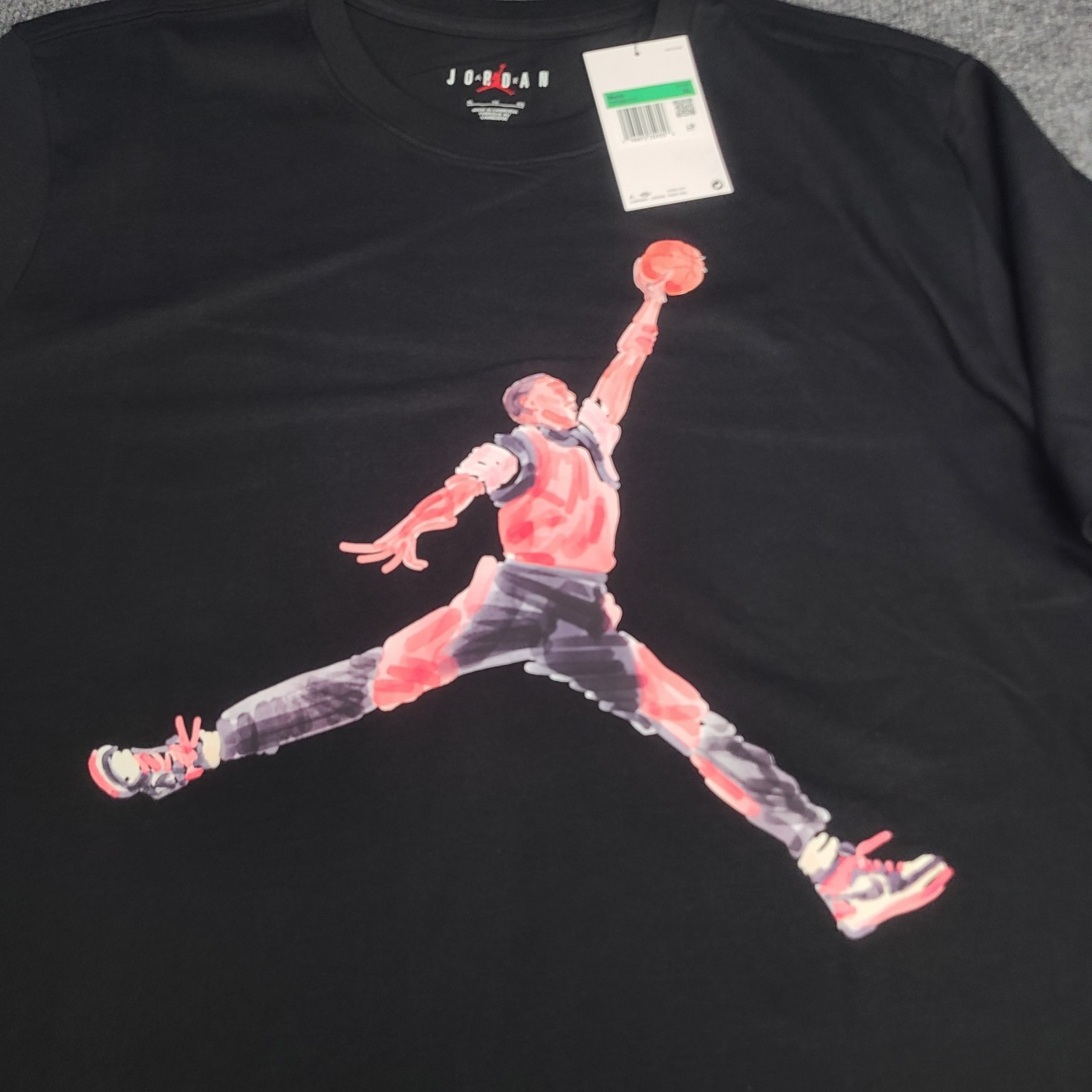 Jordan Shirt Mens XL Black Red Jumpman Watercolor Graphic Nike Air Cotton Tee gallery
