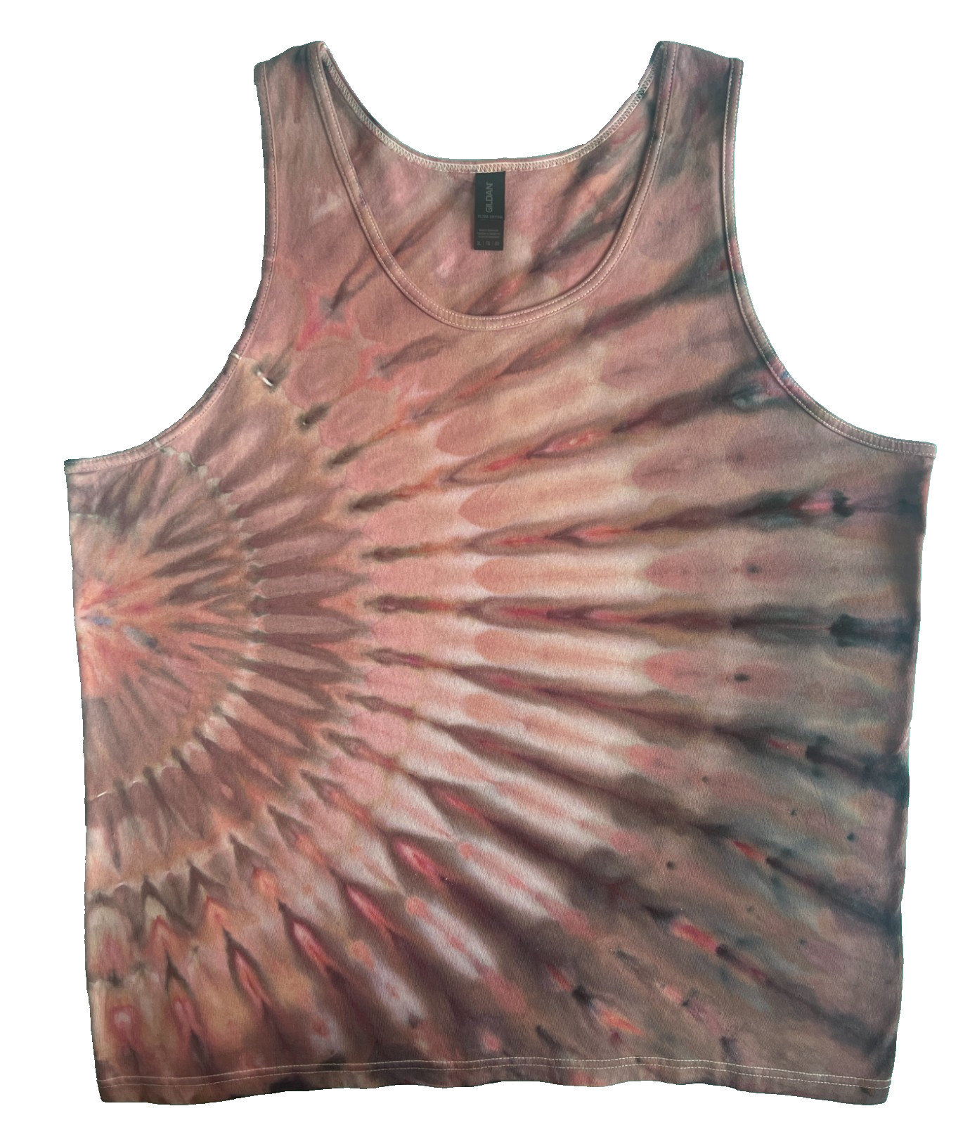 NEW Fan Fold Ice Tie Dye T-Shirt, Mens XL Tank Top, Smoky Red