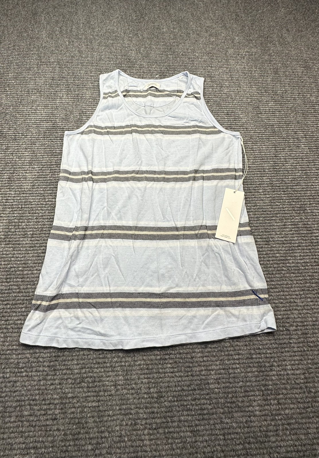 Saturdays New York City Tank Top Mens Small Sky Blue Stripe Nick S Lightweight gallery