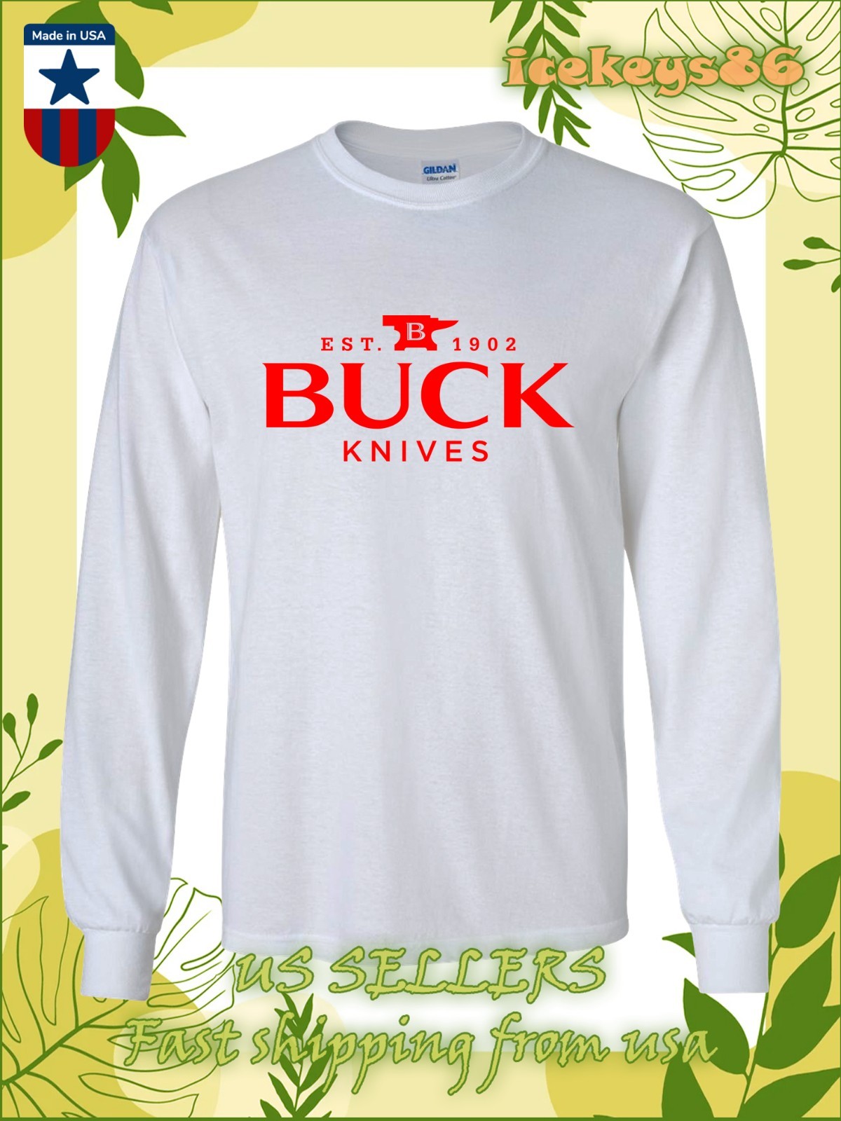 Buck Knives Since 1902 Logo Men's Long Sleeve T-Shirt American Size T-Shirt gallery