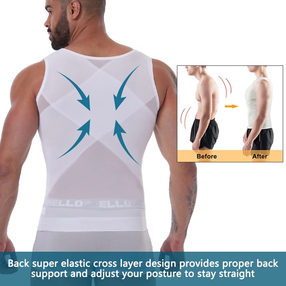 Men Slimming Body Shaper Tank Top Abdomen Gynomastica Compression Vest Shirt gallery