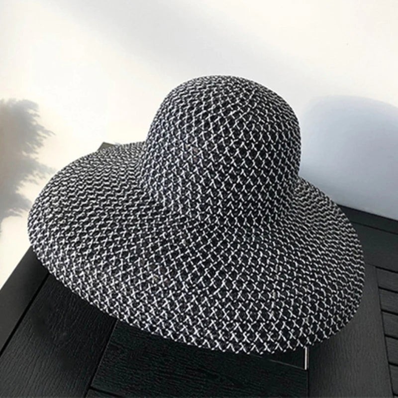Vintage Wide Brim Straw Hat | Breathable Patchwork Beach Cap for Women gallery