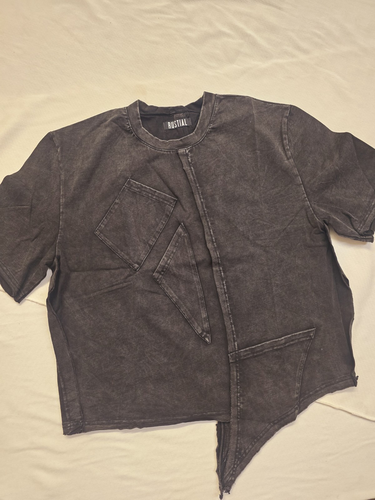 RUSTIAL Adult Streetwear Abstract Denim Wash T-Shirt *Extremely Rare*- SMALL gallery