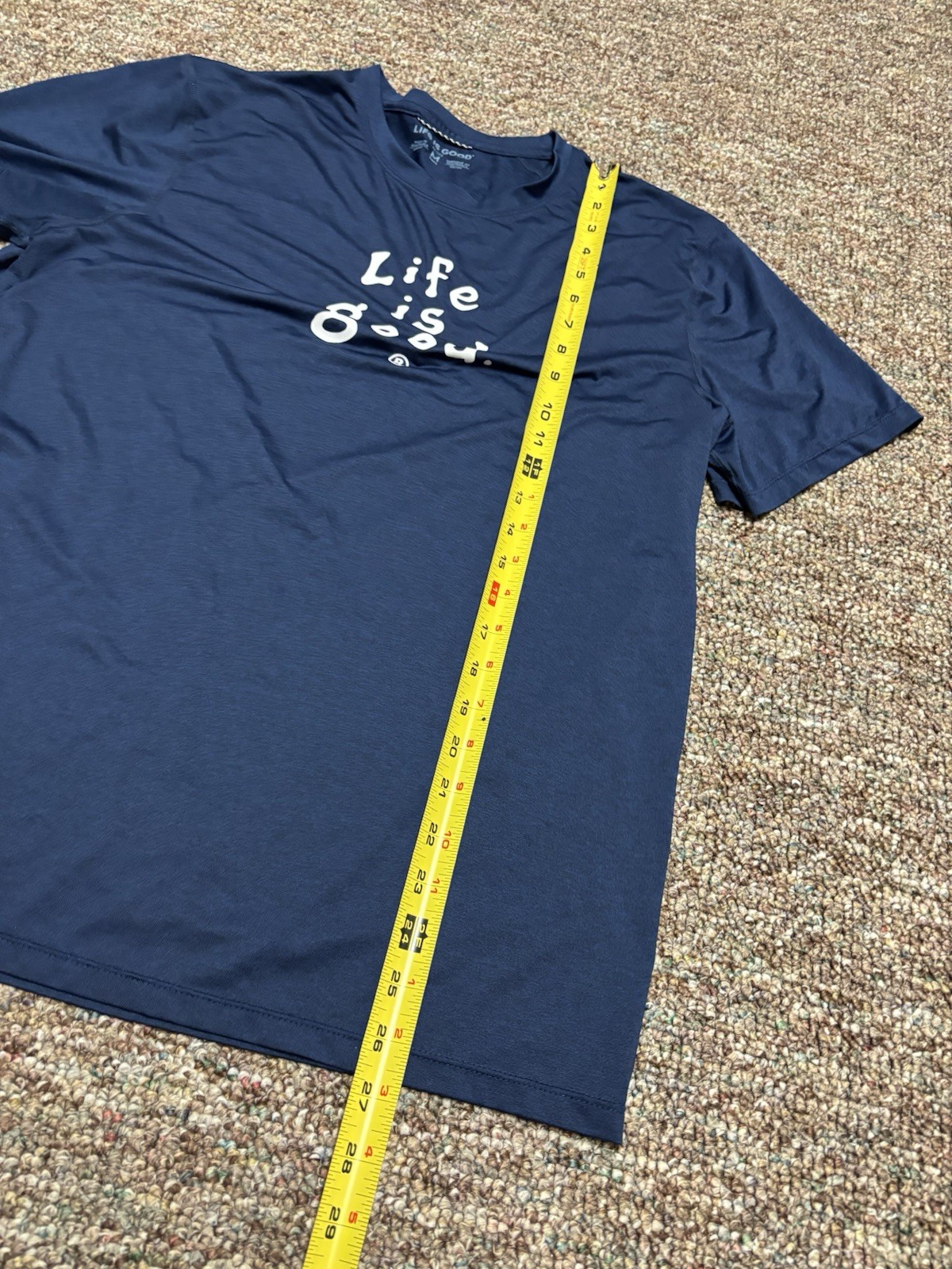Life is Good Active Gym Running Activewear T Shirt Blue Mens Medium Stretch gallery