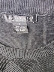 Domani Platinum Silk Blend Diamond Pattern Short Sleeve Pullover Top Men’s L