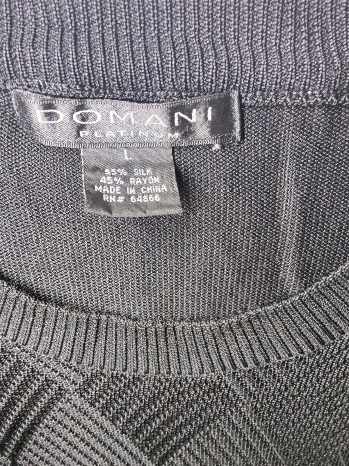 Domani Platinum Silk Blend Diamond Pattern Short Sleeve Pullover Top Men's L gallery
