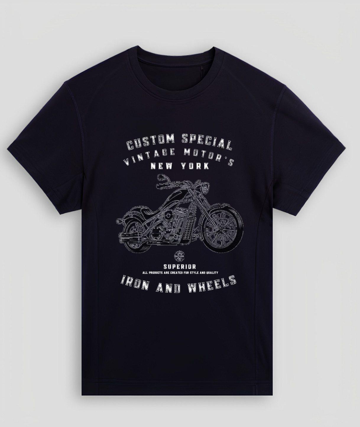 Iron And Wheels Motorcycle Graphic Tee Men's Vintage Biker T Shirt gallery