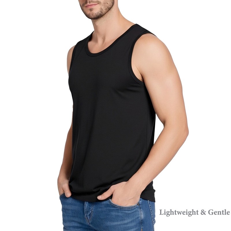 Cool Men's Wide Shoulder Bamboo Viscose Tank Top Ultra Soft Stretch Undershirt gallery