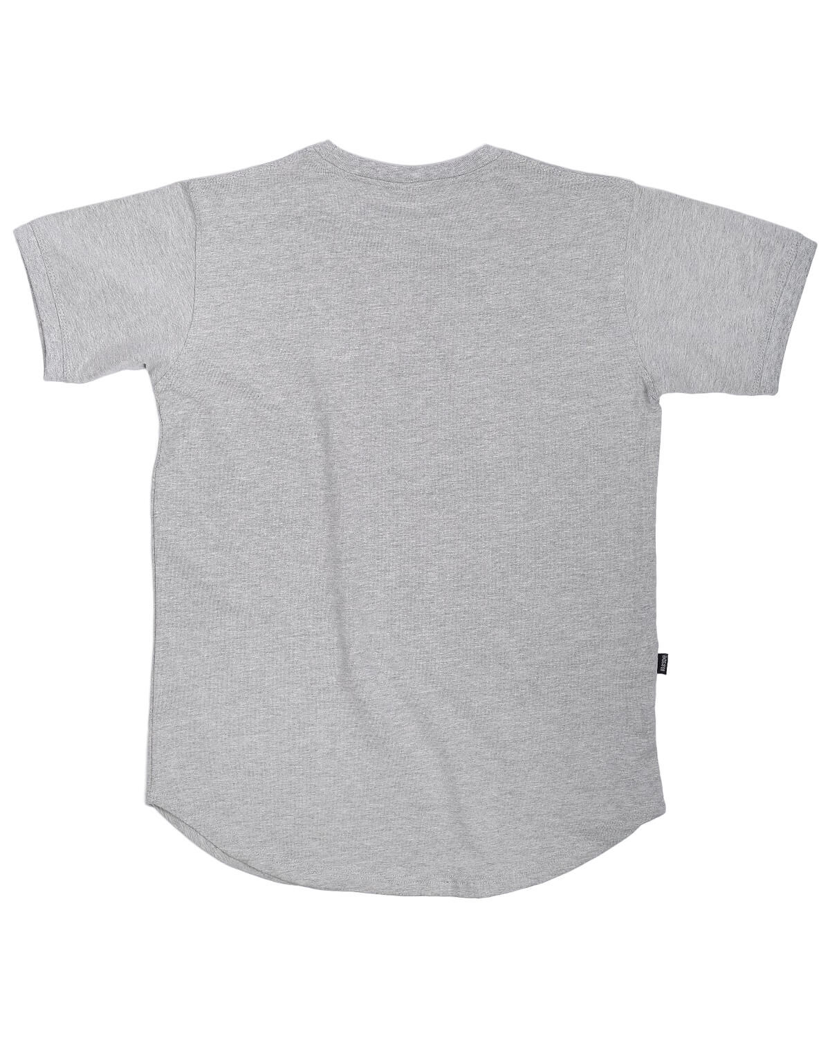 Mens Cotton Crew Neck Athletic Short Sleeve Curved Hem Plain Grey T-Shirt gallery