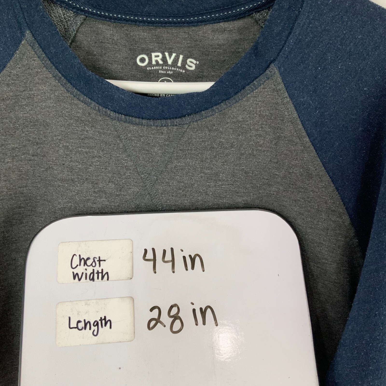 Orvis Gray/Blue Crewneck Long Sleeve Pullover T-Shirt Size L Embroidered Logo gallery