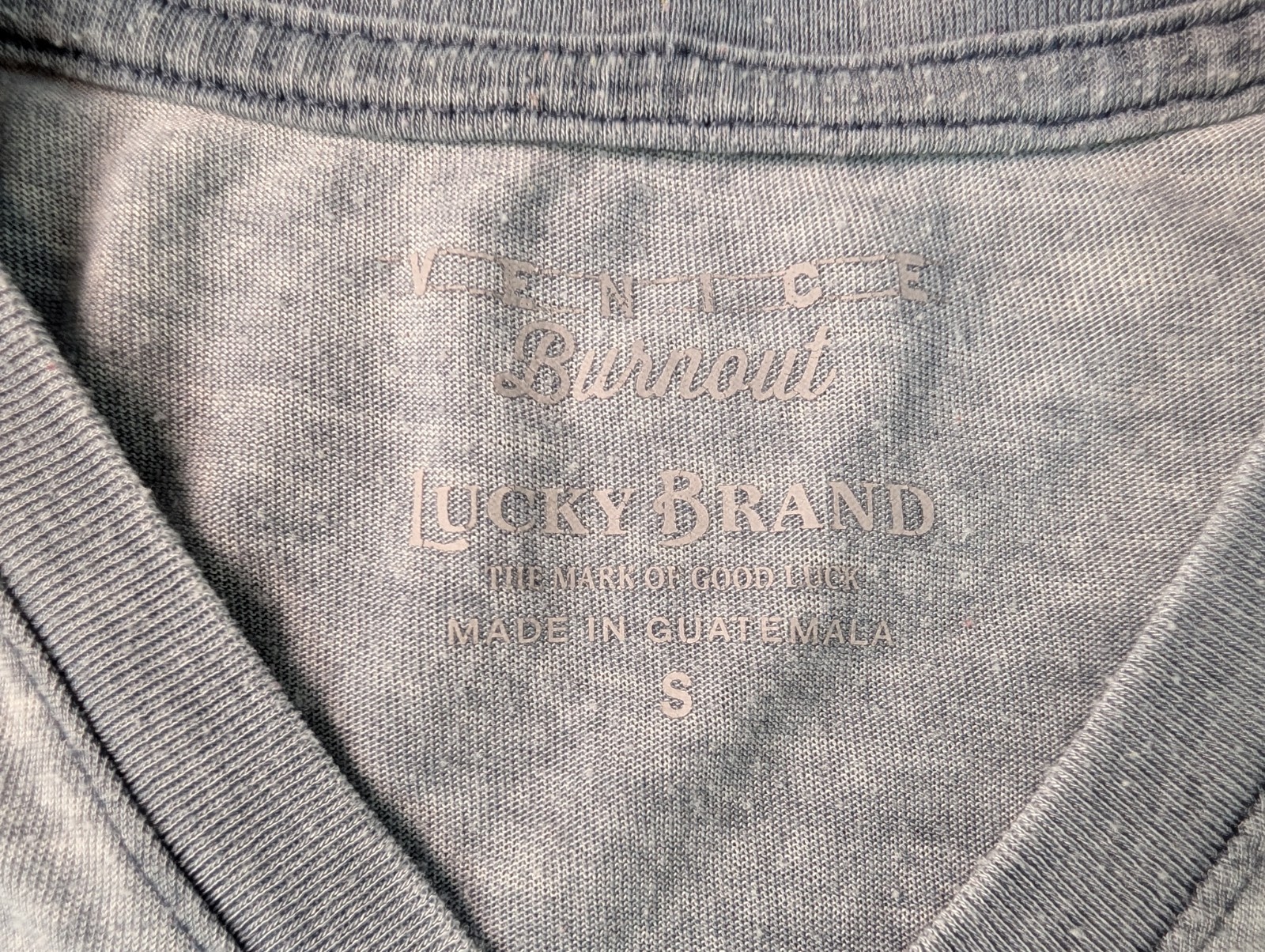 Lucky Brand Venice Burnout V Neck T Shirt VERY THIN Short Sleeve Gray Men's S gallery