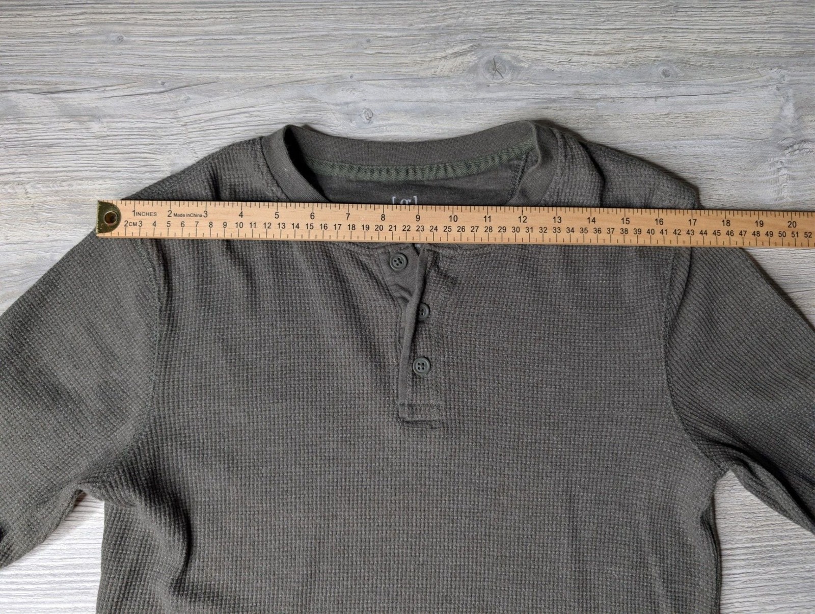SONOMA Shirt Men's Size S green long Sleeve Micro Waffle Round Henley gallery