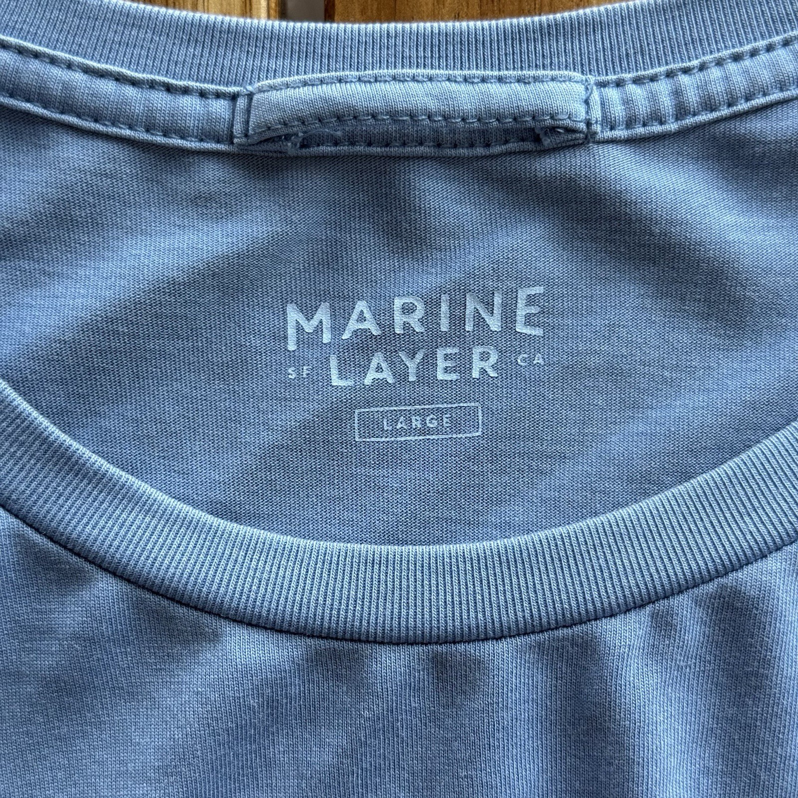 Marine Layer Men’s T-Shirt Sz L Short Sleeve Blue Cotton Blend Stretch Casual gallery