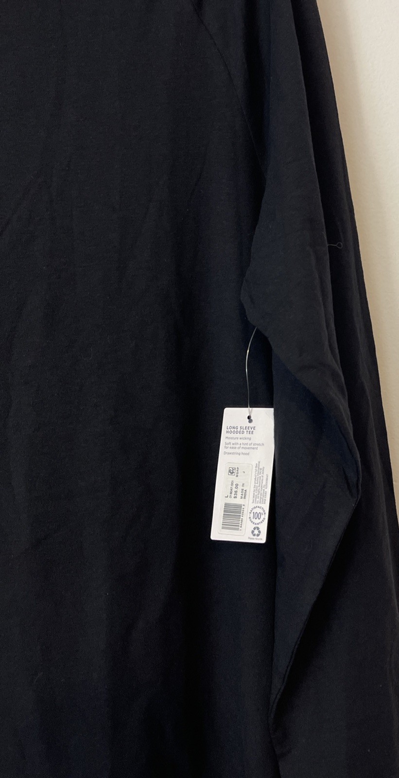 Jockey Mens Large Black Stretchy Pullover Long-Sleeved Hooded Tee NWT! A5975 gallery