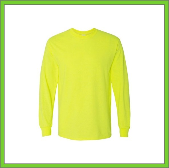 Long sleeve safety t-shirt – cotton t-shirt – SMALL – Green – 5 PACK