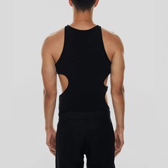 Personalized Halter Hollowed-Out Vest Elastic Fitting Top Design T-Shirt Men