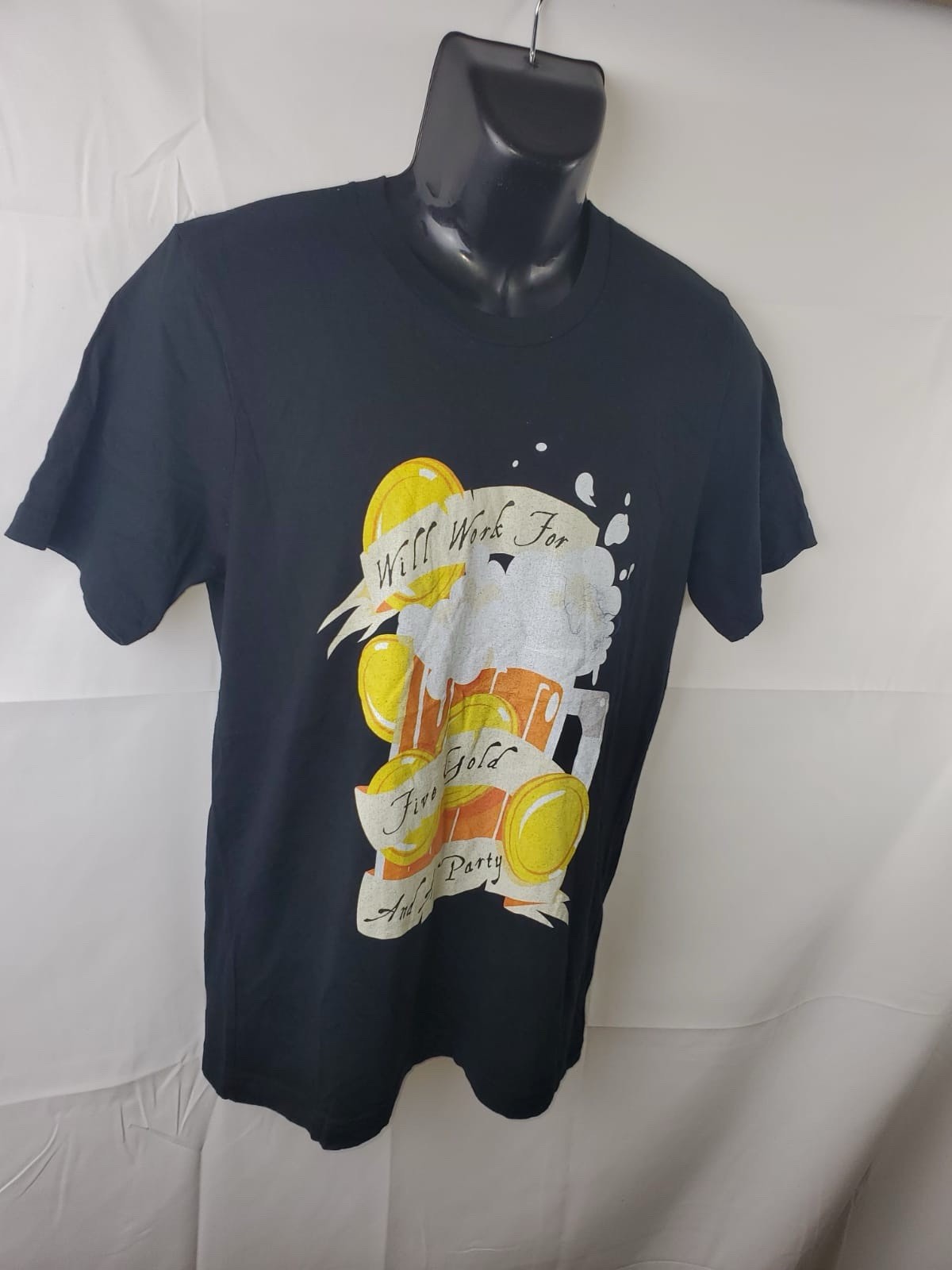 Will Work For Five Gold and a Party Essential T-Shirt Short Sleeve Size M gallery