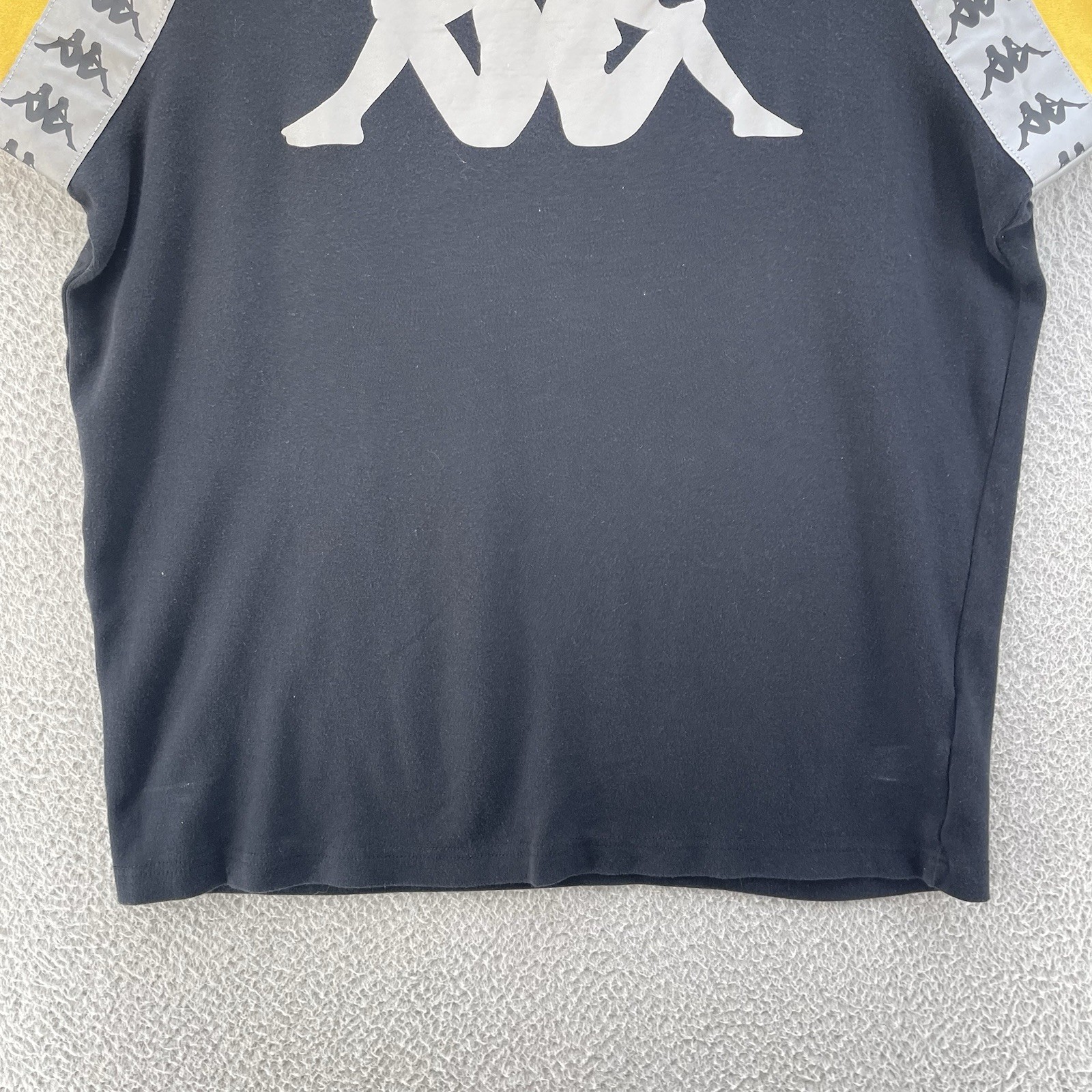 Kappa Banda T-Shirt Men Large Black Yellow 100% Cotton Streetwear Front Logo gallery