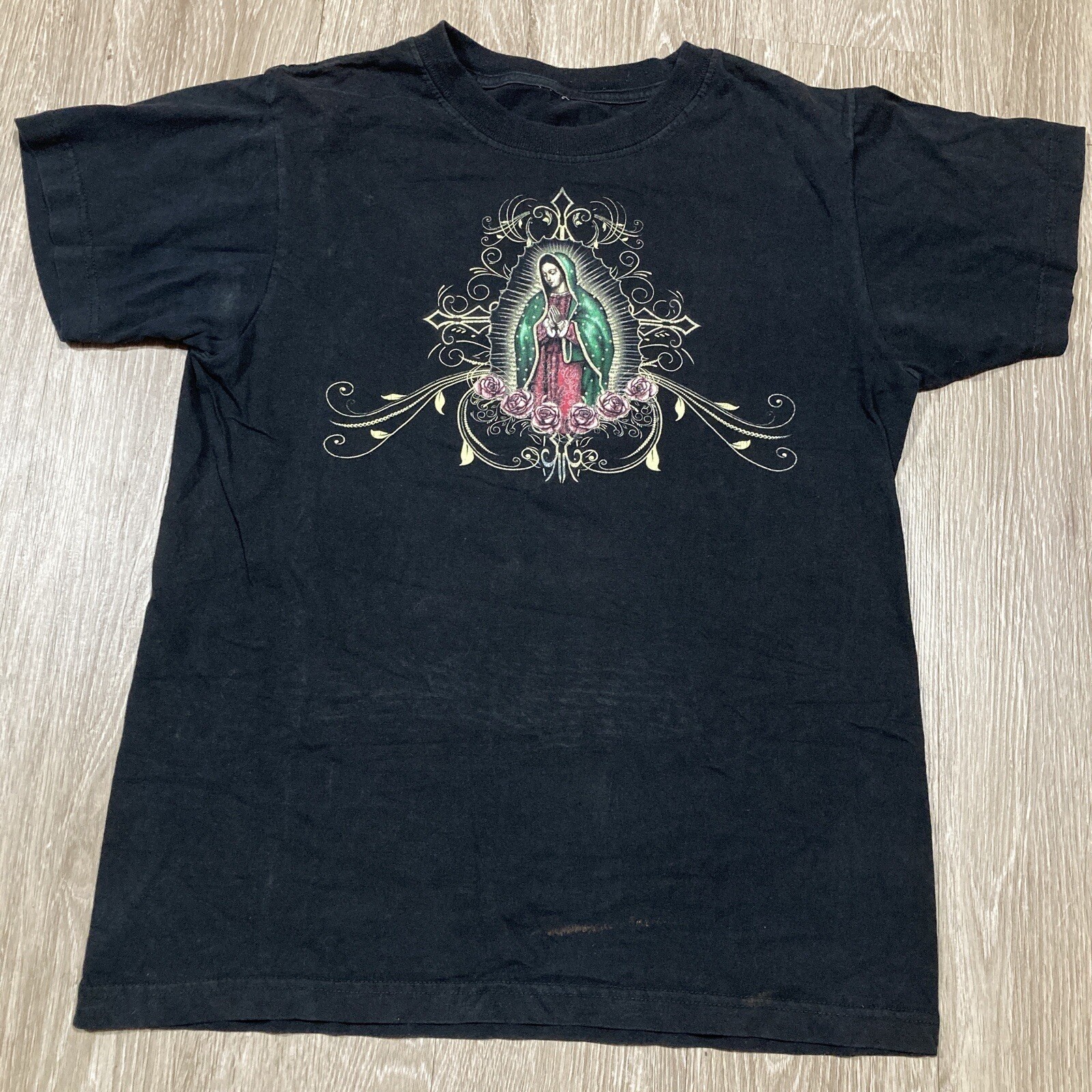 Virgin Mary Shirt M 90s 00s Virgen De Guadalupe Catholic Pray For Us Tee gallery