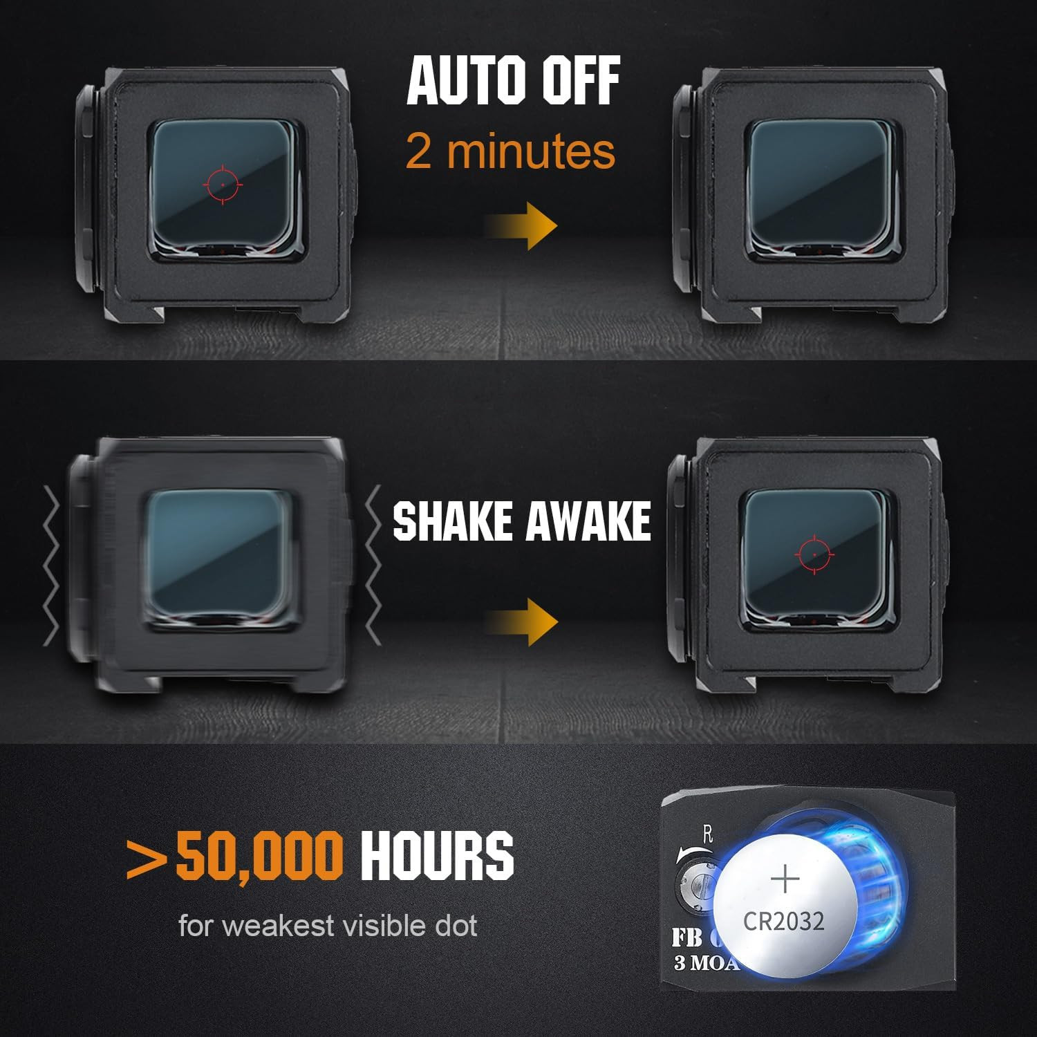 FB O4 Red Dot Sight Shake Awake Red Dot Multi-Reticle System Solar Panel with Ad