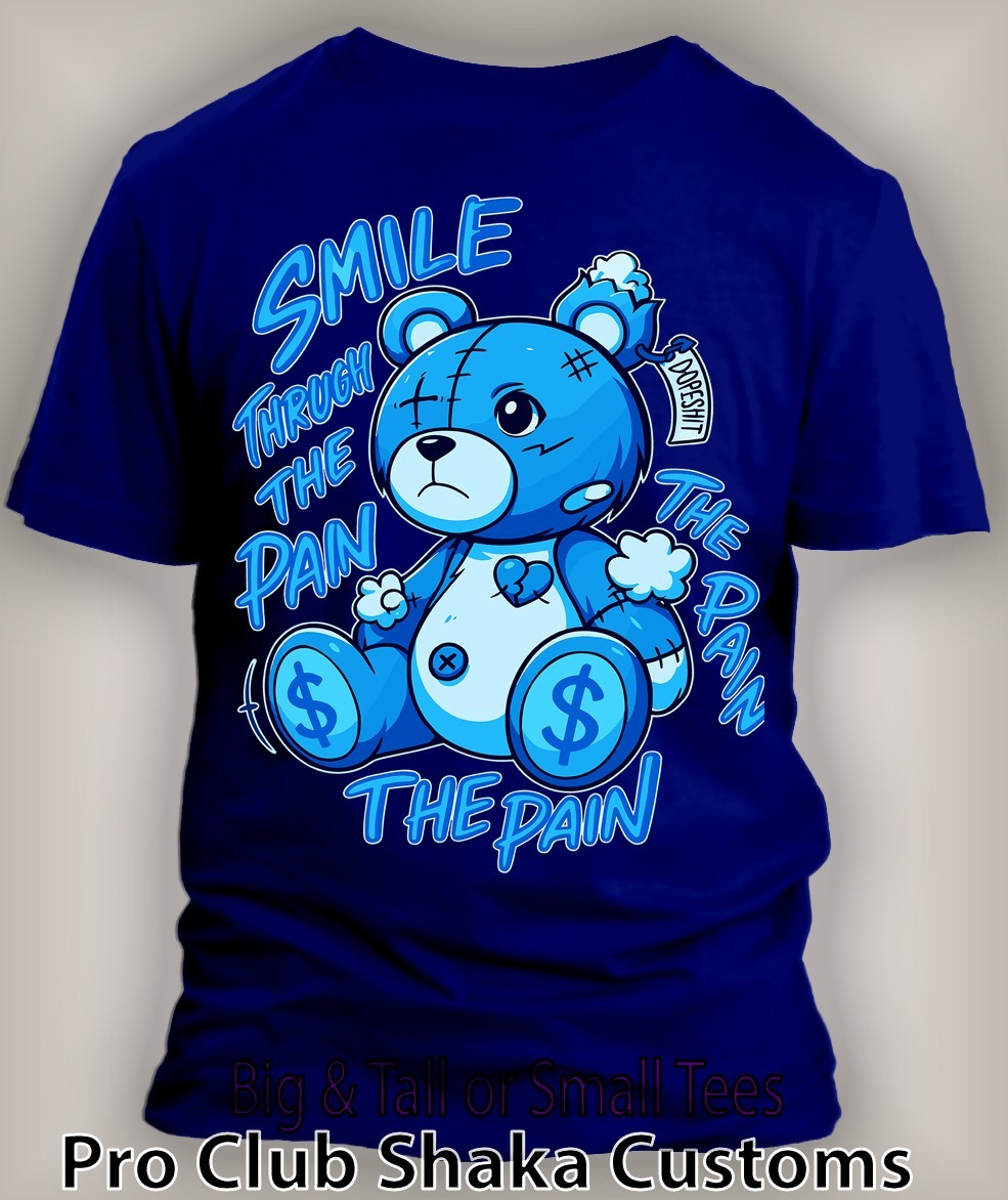 Mens Smile Thru the Pain Hip Sneaker Tee Shirt to Match J12 French Blue Big Tall