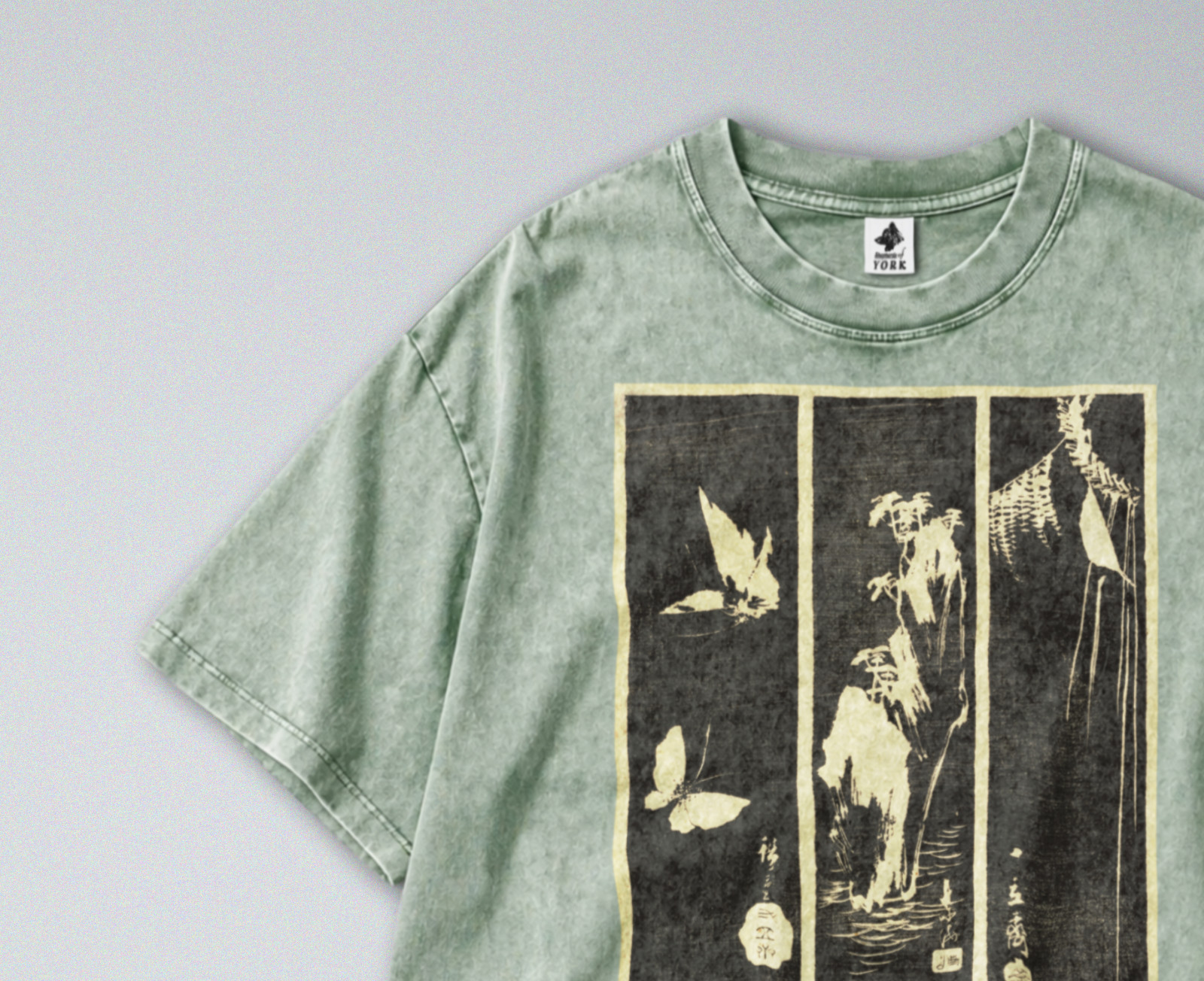 100% Cotton Tee - Unisex Retro Oversized Fit - Japanese Minimalist Nature Print gallery