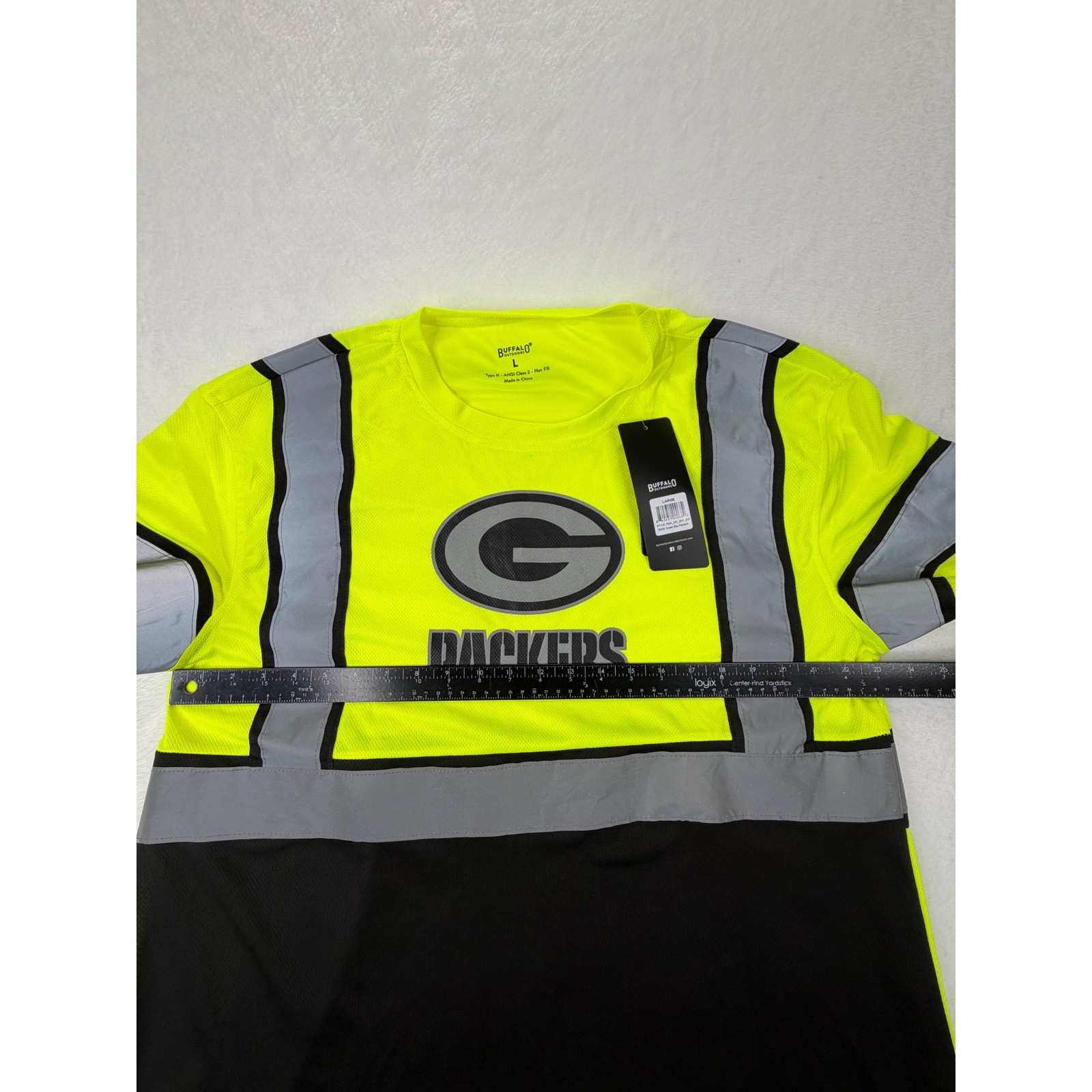 Buffalo Outdoors Green Bay Packers Hi-Vis Safety Shirt Mens Large ANSI Class 2 gallery