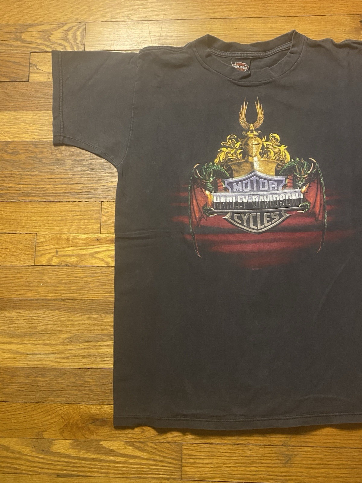 Vintage Harley Davidson Dragon Faded Black T Shirt Size M gallery