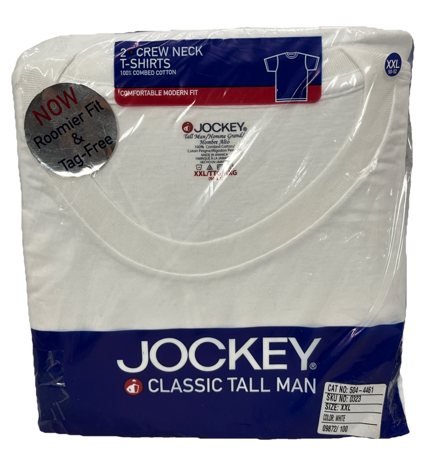 6 Jockey Classic Tall Man Crew Neck T-Shirts 2XL Comfortable Modern Fit White gallery