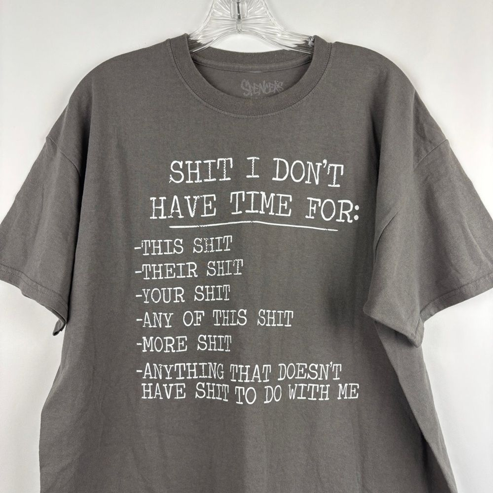 Spencer’s Unisex Gray Short Sleeve Tee with Humorous Print, funny – XL