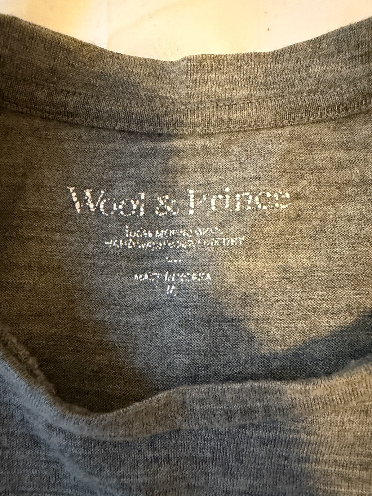 Wool & Prince 100% Merino Heather Grey T Shirt Made in Korea Medium gallery