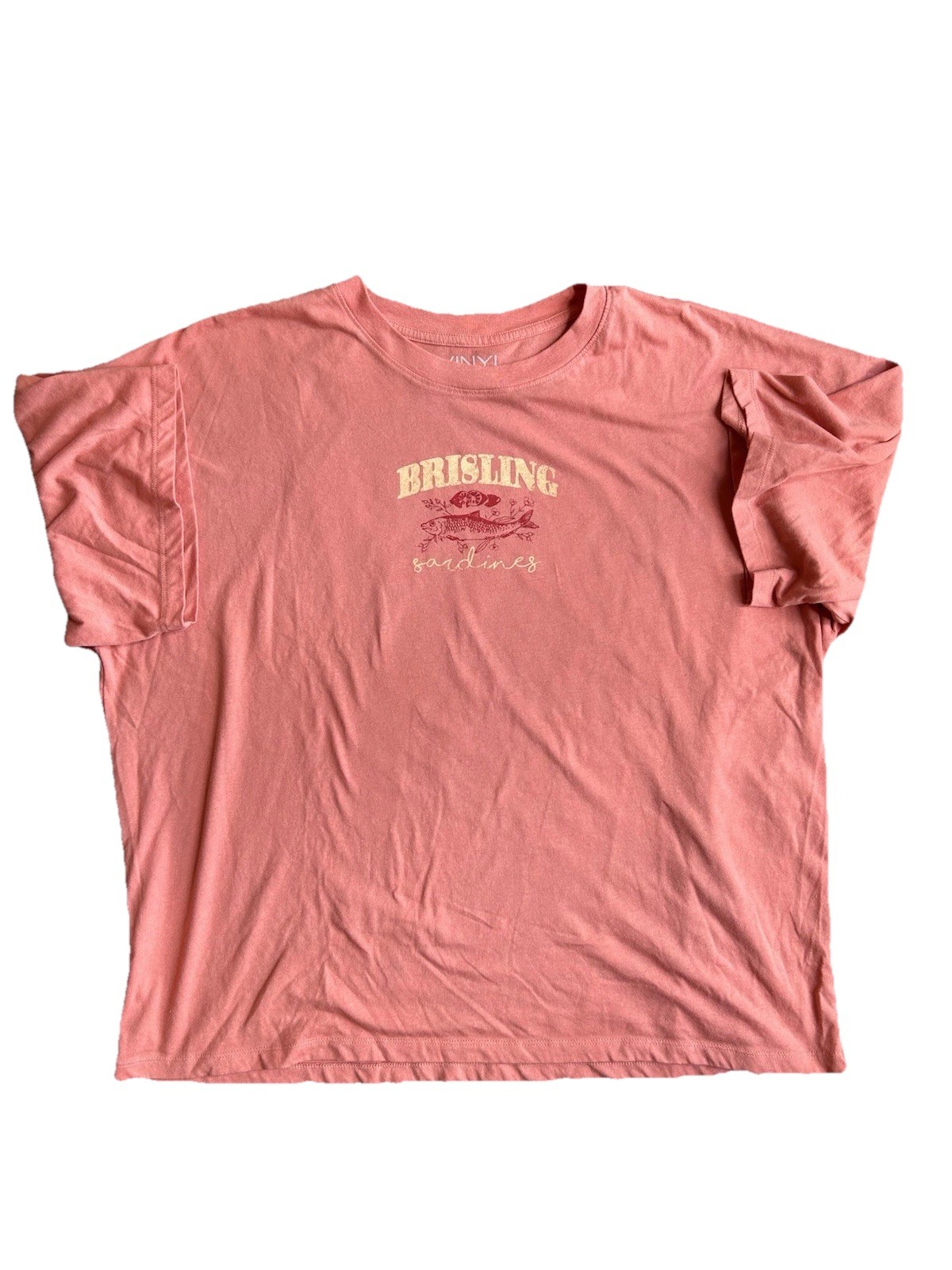 Oversized Brisling Sardines Graphic Tee XXL Coastal Grandmother Fisherman Core